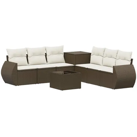 vidaXL Ensemble de Canapés 8 pc Marron et crème blanche – 880843 – image 3