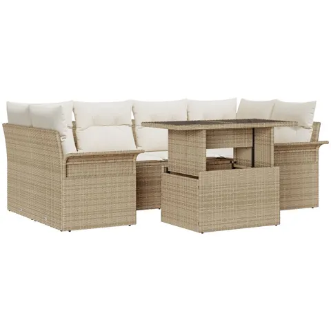 vidaXL Ensemble de canapé de jardin 7 pc Beige – 371577 – image 2