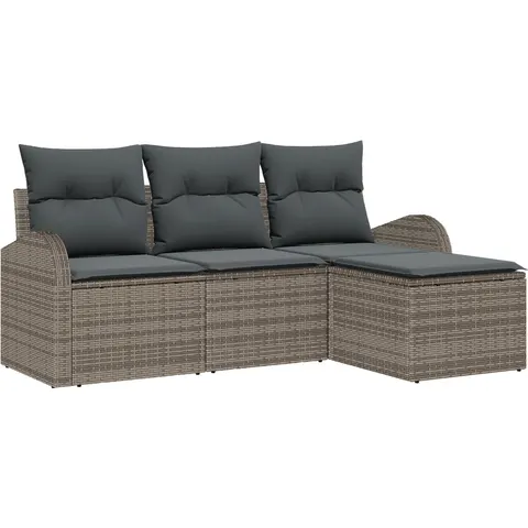 vidaXL Ensemble de Canapés 4 pc Gris polyrotin – 349293 – image 2