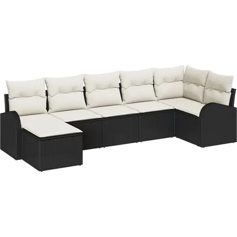 vidaXL Ensemble de Canapés 7 pc Noir polyrotin – 350671 – image 2