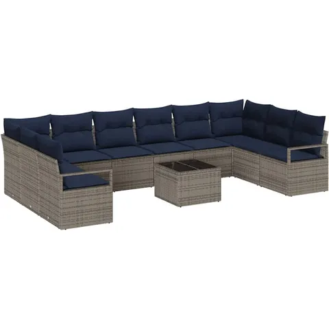 vidaXL Ensemble de Canapés 11 pc Gris polyrotin – image 3