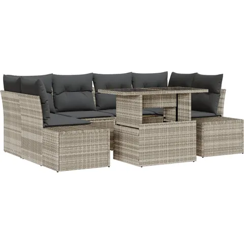 Ensemble de Canapés 7 pc Gris clair polyrotin vidaXL – 992321 – image 2