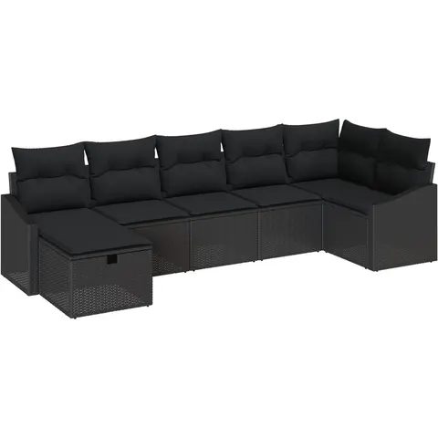 vidaXL Ensemble de Canapés 7 pc Noir polyrotin – 395054 – image 3