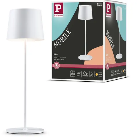Acculamp Gilo IP44 dimbaar 2700K Wit mat – afbeelding 2