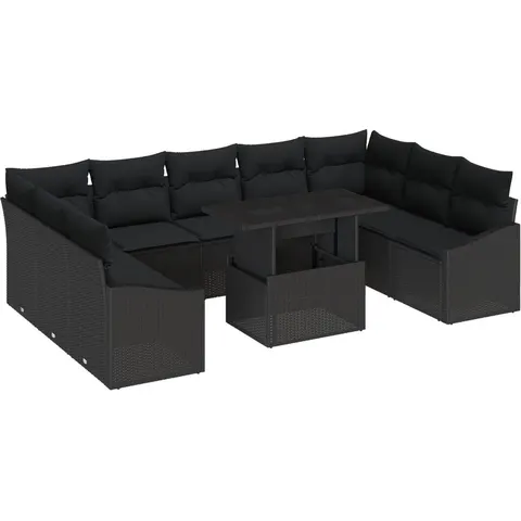vidaXL Ensemble de Canapés 10 pc Noir polyrotin – 991836 – image 2