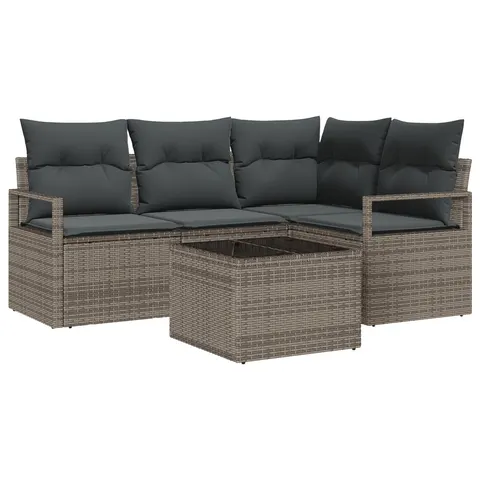 vidaXL Ensemble de Canapés 5 pc Gris clair polyrotin – 353092 – image 2