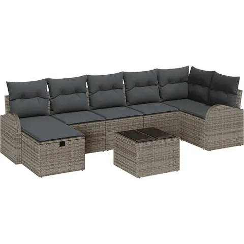 vidaXL Ensemble de Canapés 8 pc Gris polyrotin – 393111 – image 2