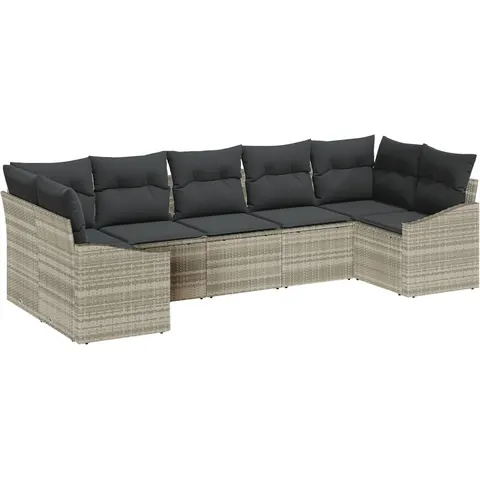 vidaXL Ensemble de Canapés 7 pc Gris clair polyrotin – 964588 – image 2