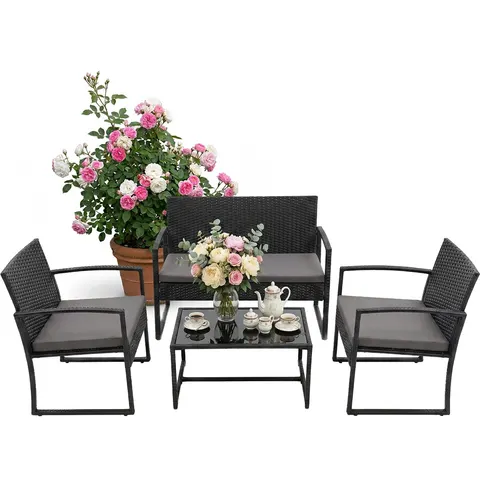 Tuinset - 4 persoons - zwart – afbeelding 2