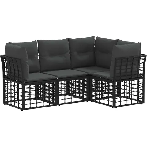 vidaXL Ensemble de canapés d'extérieur Noir Polyester – 556039 – image 2
