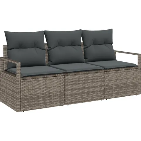 vidaXL Ensemble de Canapés 3 pc Gris polyrotin – image 2