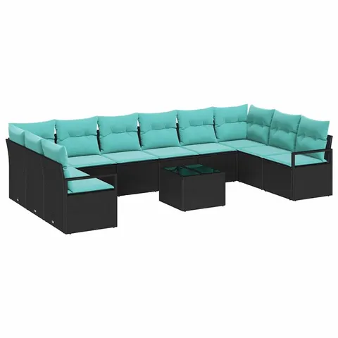 vidaXL Ensemble de Canapés 11 pc Noir polyrotin – image 3