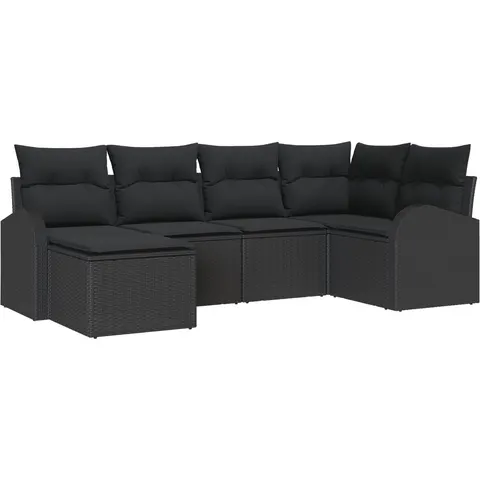 vidaXL Ensemble de Canapés 6 pc Noir polyrotin – 350534 – image 2