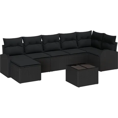 vidaXL Ensemble de Canapés 8 pc Noir polyrotin – 350831 – image 2
