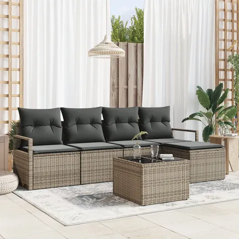 vidaXL Ensemble de Canapés 6 pc Gris clair polyrotin – 352897 – image 2