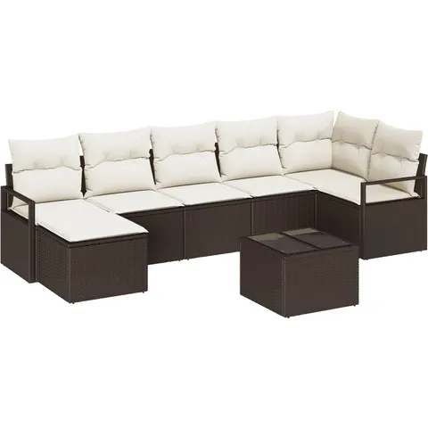vidaXL Ensemble de Canapés 8 pc Marron et Crème polyrotin – 354181 – image 3