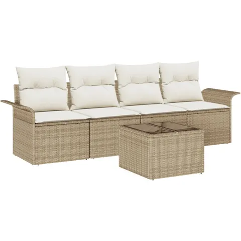 vidaXL Ensemble de Canapés 5 pc Beige polyrotin – 948175 – image 2