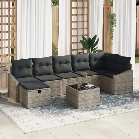 vidaXL Ensemble de Canapés 8 pc Gris polyrotin – 395115 – image 2