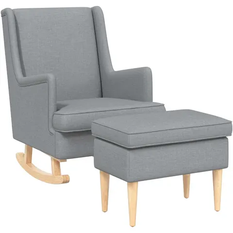 vidaXL Fauteuil avec pouf 2 pc Gris clair Tissu – 632165 – image 3