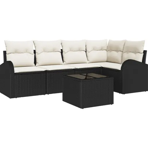 vidaXL Ensemble de Canapés avec coussin Noir Polyester – 956330 – image 2