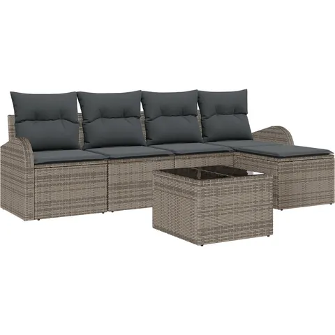 vidaXL Ensemble de Canapés 6 pc Gris polyrotin – 349491 – image 2