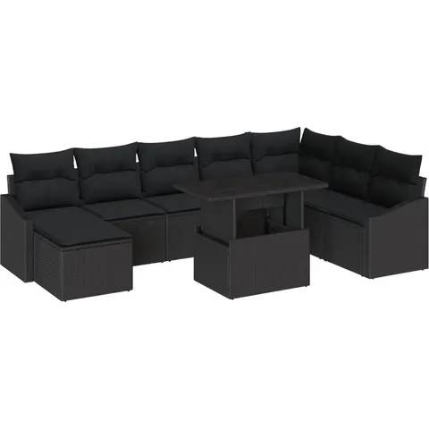 vidaXL Ensemble de Canapés 9 pc Noir polyrotin – 991737 – image 3