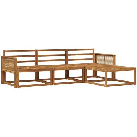 vidaXL Ensemble de canapés d'extérieur 4 pc 4 place Naturel – 698544 – image 3