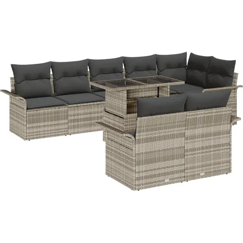 vidaXL Ensemble de canapé de jardin 9 pc Gris clair – 372482 – image 3
