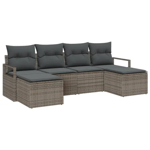 vidaXL Ensemble de Canapés 6 pc Gris polyrotin – 960757 – image 2
