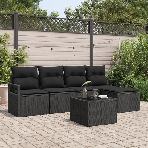 vidaXL Ensemble de Canapés 6 pc Noir polyrotin – 352934 – image 3