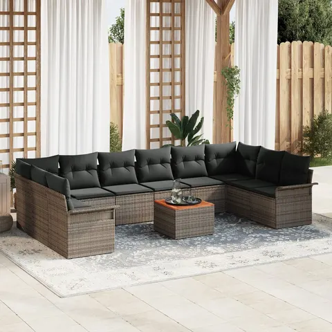 vidaXL Ensemble de canapé de jardin 11 pc Gris polyrotin – 974914 – image 2