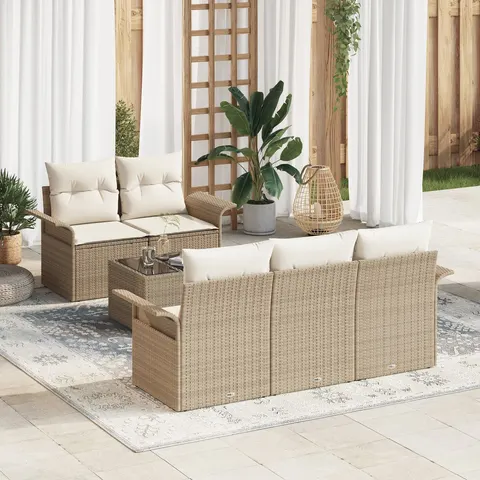 vidaXL Ensemble de Canapés 6 pc Beige polyrotin – 948274 – image 2
