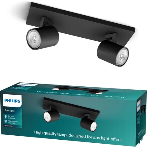 Philips Runner opbouwspot - 2-lichts - zwart – afbeelding 2