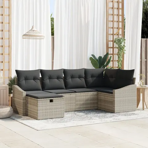 vidaXL Ensemble de Canapés 6 pc Gris clair et gris polyrotin – image 3