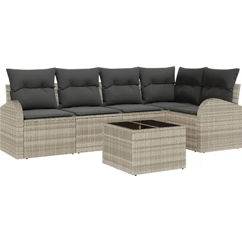 vidaXL Ensemble de Canapés 6 pc Gris clair Polyester – image 2