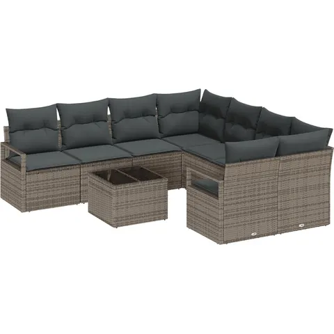 vidaXL Ensemble de Canapés 9 pc 8 place Gris polyrotin – 352590 – image 2