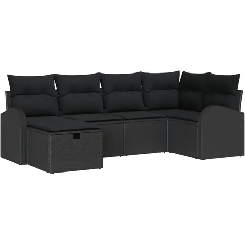 vidaXL Ensemble de Canapés 6 pc Noir polyrotin – 392855 – image 3
