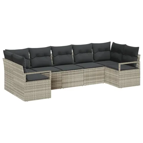 vidaXL Ensemble de Canapés 7 pc Gris clair polyrotin – 961181 – image 3
