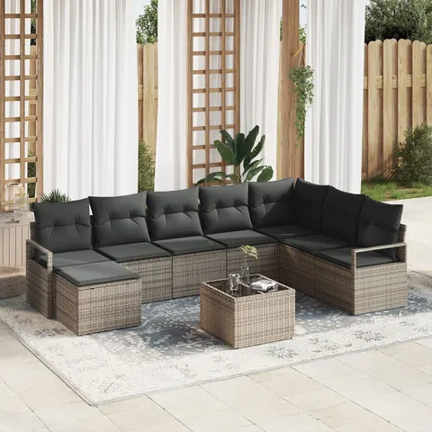vidaXL Ensemble de Canapés 9 pc Gris clair polyrotin – 354495 – image 2