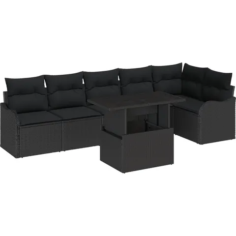 vidaXL Ensemble de Canapés 7 pc Noir Poly rotin – 985934 – image 2