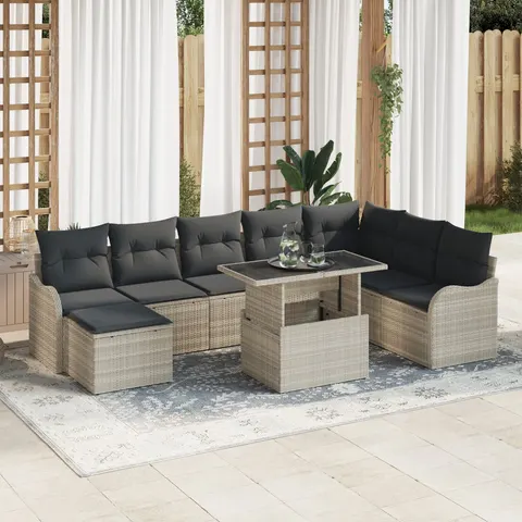 vidaXL Ensemble de canapé de jardin 9 pc Gris clair – 374585 – image 3
