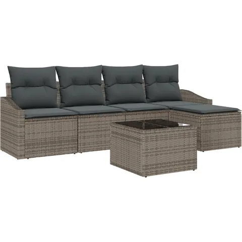 vidaXL Ensemble de Canapés 6 pc Gris clair polyrotin – 356291 – image 2