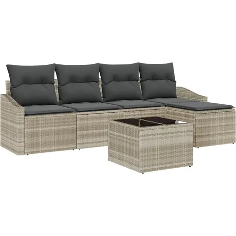vidaXL Ensemble de Canapés 6 pc Gris clair polyrotin – 356321 – image 2