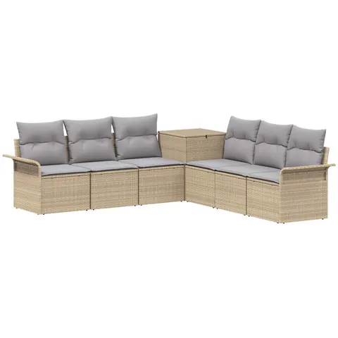 vidaXL Ensemble de Canapés 7 pc Beige et Gris clair – image 3