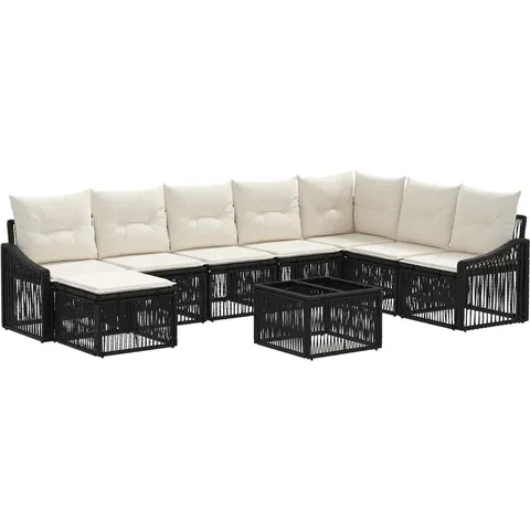 vidaXL Ensemble de canapé de jardin 9 pc Noir polyrotin – 544920 – image 3