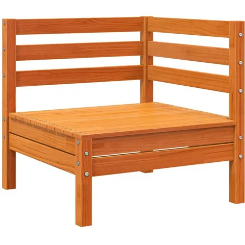 vidaXL Corner Sofa Solid pine wood Brun cire Medium – image 2