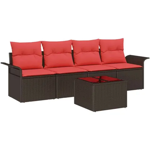 vidaXL Ensemble de Canapés 5 pc Marron polyrotin – 948205 – image 2