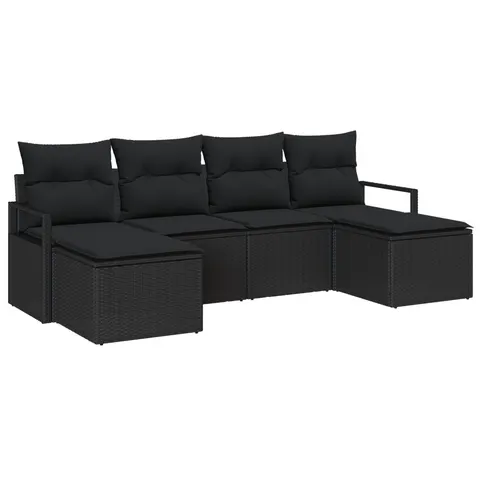 vidaXL Ensemble de Canapés 6 pc Noir polyrotin – 960795 – image 2
