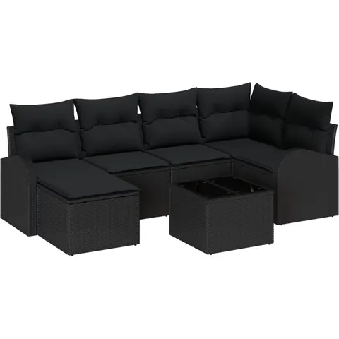 vidaXL Ensemble de Canapés 7 pc Noir polyrotin – 350633 – image 3