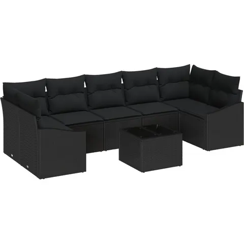 vidaXL Ensemble de Canapés 8 pc Noir polyrotin – 355836 – image 2